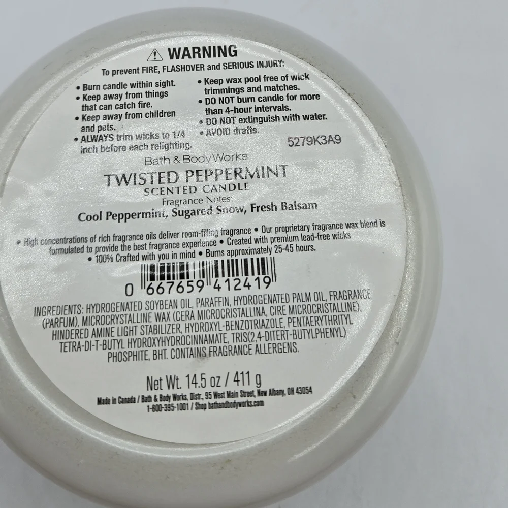 Bath and Body Works Twisted Peppermint 3 wick Candle